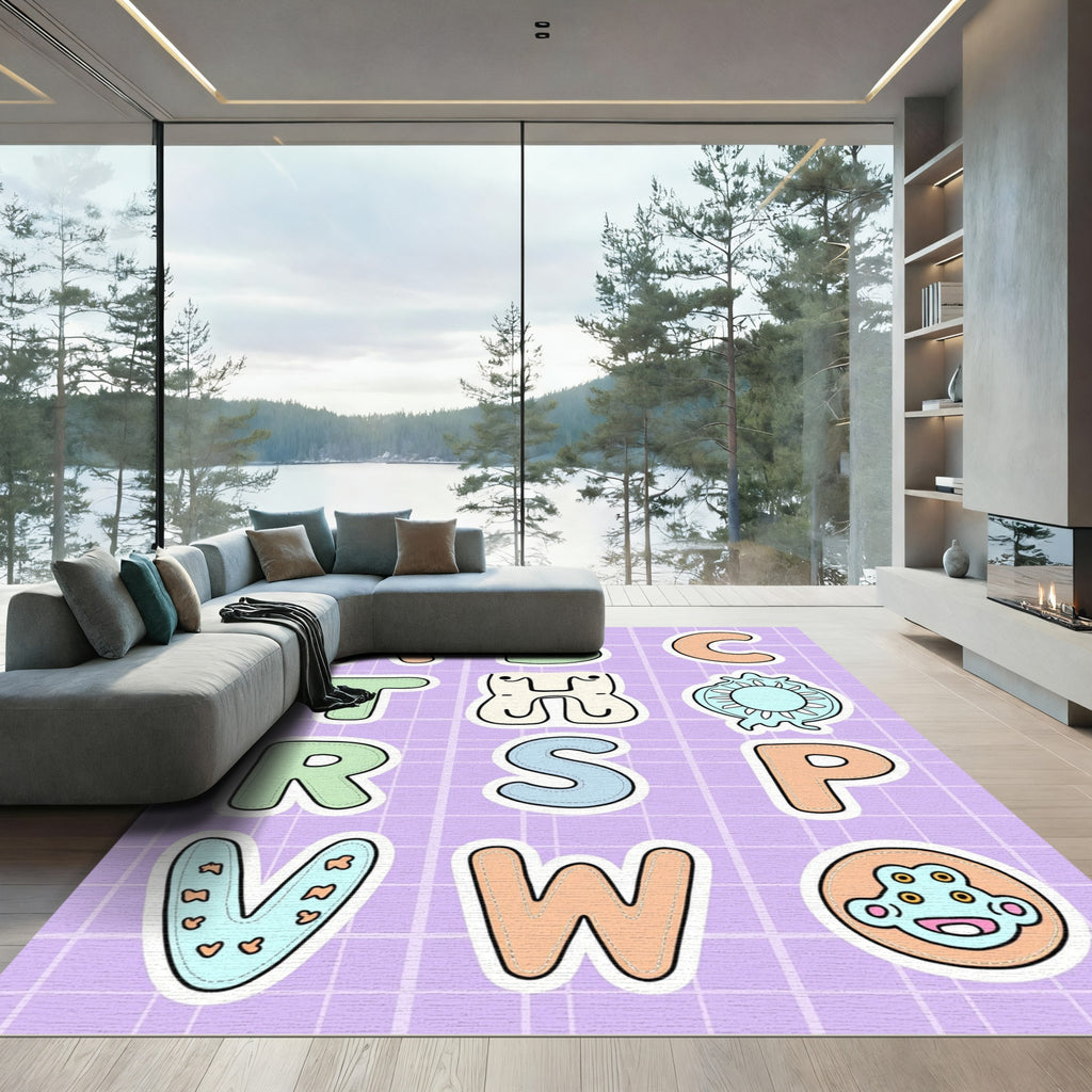 Whimsical Alphabet Patchwork Multi-Color Rug