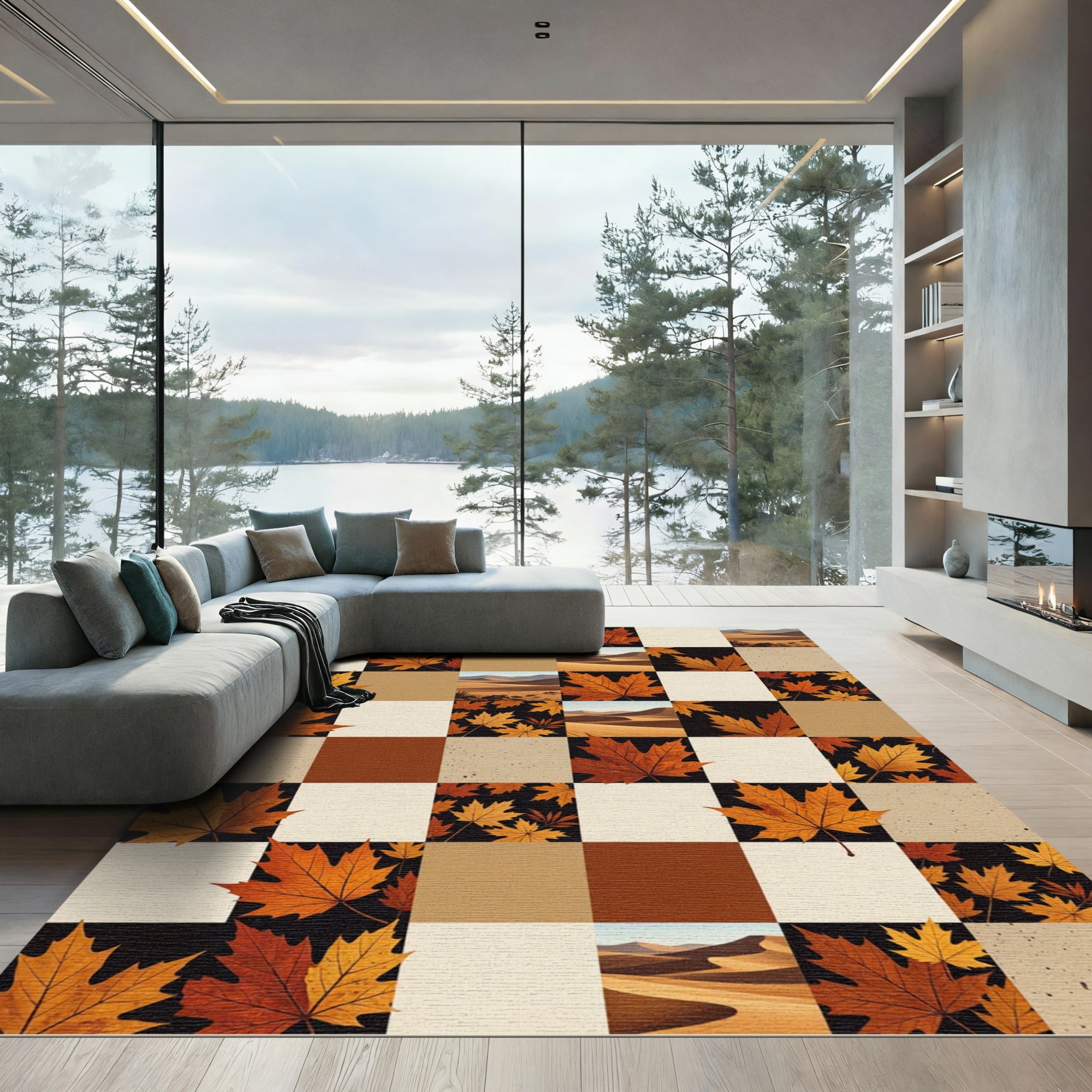 Autumn Leaves Desert Dunes Patchwork Rug