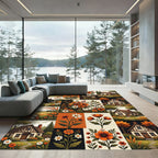 Rustic Autumn Cottage Floral Patchwork Rug