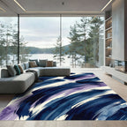 Deep Indigo Abstract Watercolor Strokes Rug