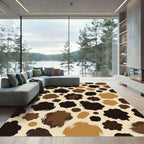 Earthy Brown Animal Spot Brushstroke Rug
