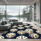 Classic Ivory Dice Isometric Navy Background Rug