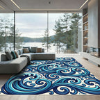 Deep Blue Ocean Swirls Rug