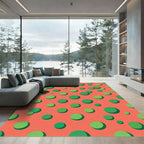 Coral Green Polka Dot Circles Rug