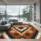 Burnt Orange Aztec Geometric Diamond Rug