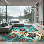 Tropical Sea Turtle Coral Reef Ocean Rug
