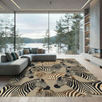 Abstract Sepia and Black Zebra Herd Rug