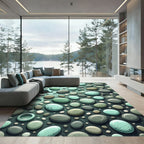 Soft Pebble Zen Aqua Stone Texture Rug