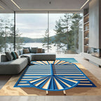 Azure Shell Stripe Geometric Coastal Art Rug