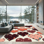 Distressed Red and Dark Heart Collage Rug