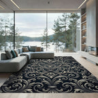 Antique Silver Scrollwork Floral Rug