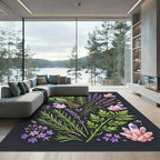 Botanical Herb Lavender Crystal Dark Rug