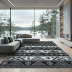 Tribal Geometric Symbols Stripes Rug