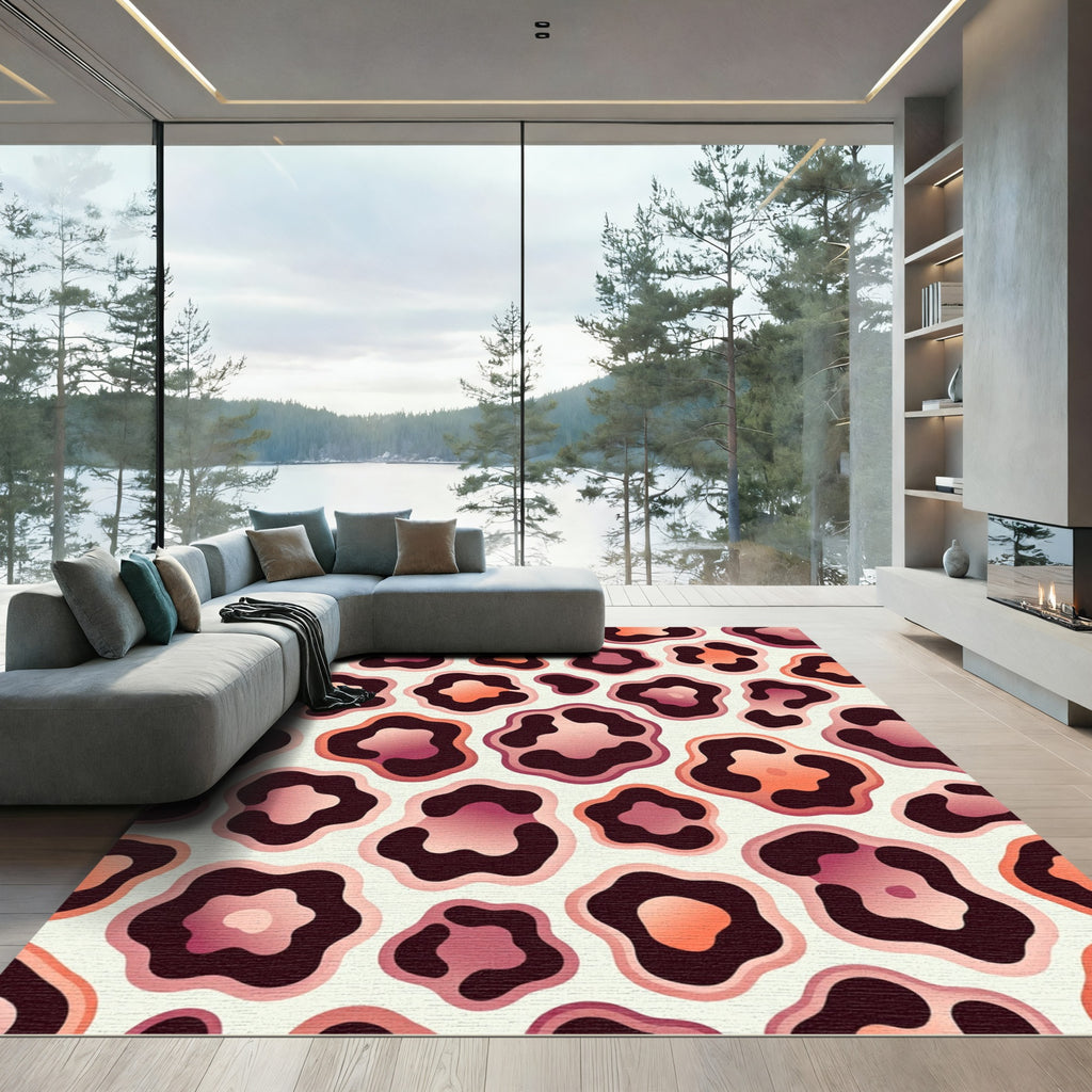 Modern Pink Leopard Spot Rug