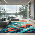 Abstract Sunset Ocean Wave Rug