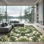 Sage Green Scroll Floral Medallion Rug