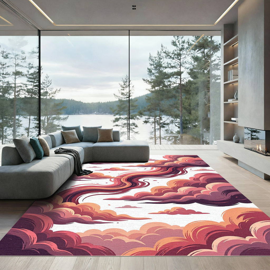 Crimson Swirl Cloudscape Vista Rug