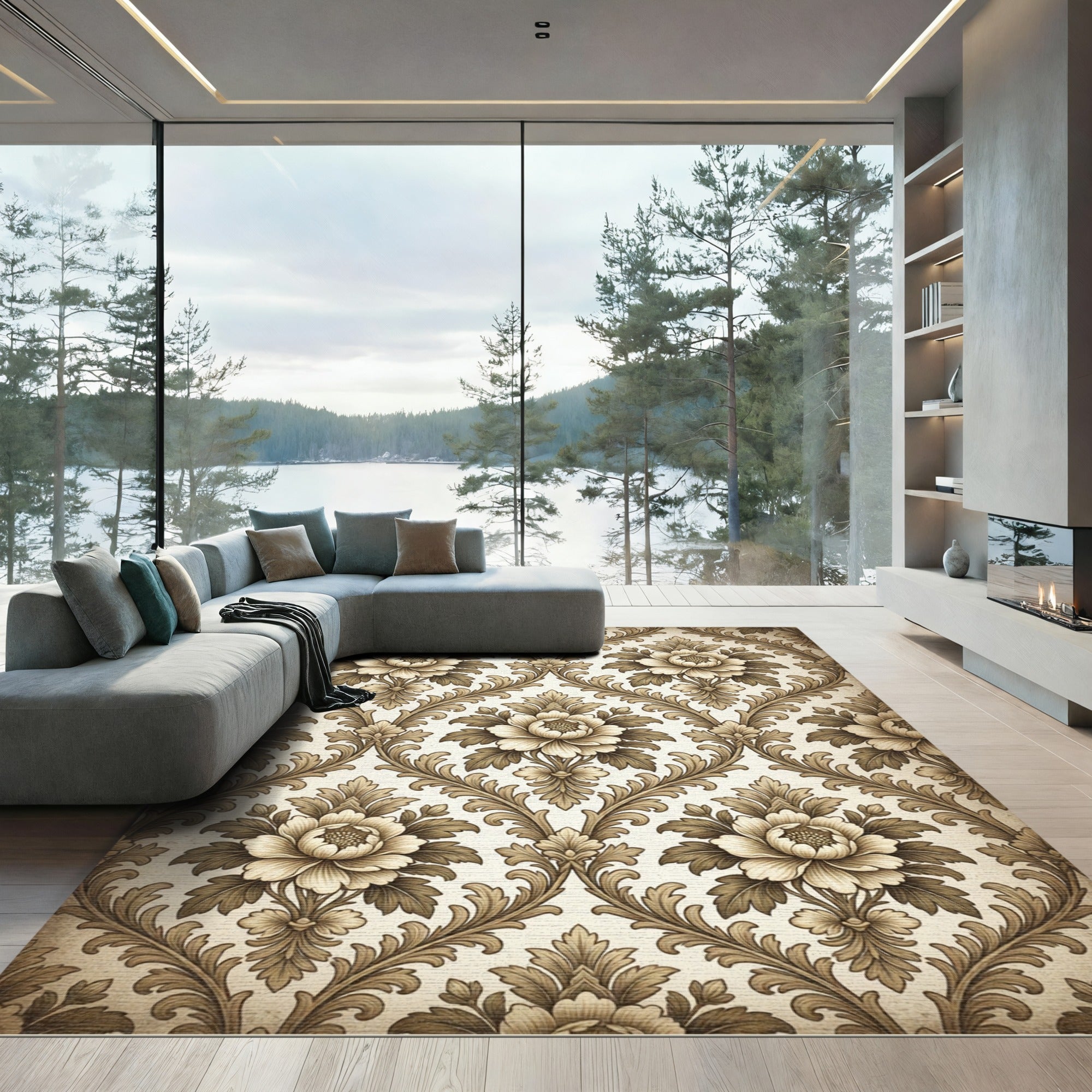 Vintage Cream Floral Vine Rug