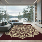 Cream Lace Floral Heart Medallion Rug