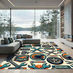 Industrial Automotive Helmet Mechanic Tool Collage Rug
