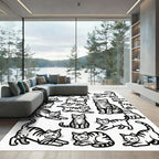 Whimsical Tabby Cat Collection Rug