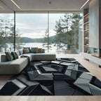 Monochrome Geometric Pentagonal Shattered Slate Rug