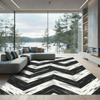 Monochrome Textured Chevron Rug