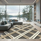Neutral Geometric Lattice Layered Grid Rug