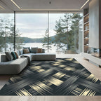 Distressed Gray Yellow Woven Stripes Rug