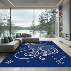 Celestial Midnight Blue Cat Constellation Rug