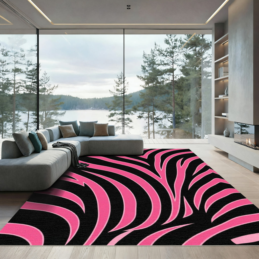 Bold Hot Pink Zebra Stripe Rug
