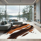 Bold Brown Brushstroke Splash Rug