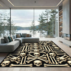 Gothic Monochrome Skull and Bone Mosaic Rug