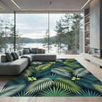 Tropical Palm Leaves Floral Collage Rug