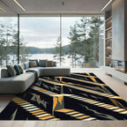 Geometric Staircase Abstract Optical Illusion Rug