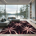 Crimson Sharp Starburst Geometric Composition Rug