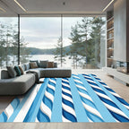 Blue White Twisted Stripe Harmony Rug