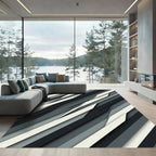 Minimalist Monochrome Diagonal Abstract Stripe Rug