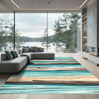 Coastal Teal Wood Plank Horizontal Rug