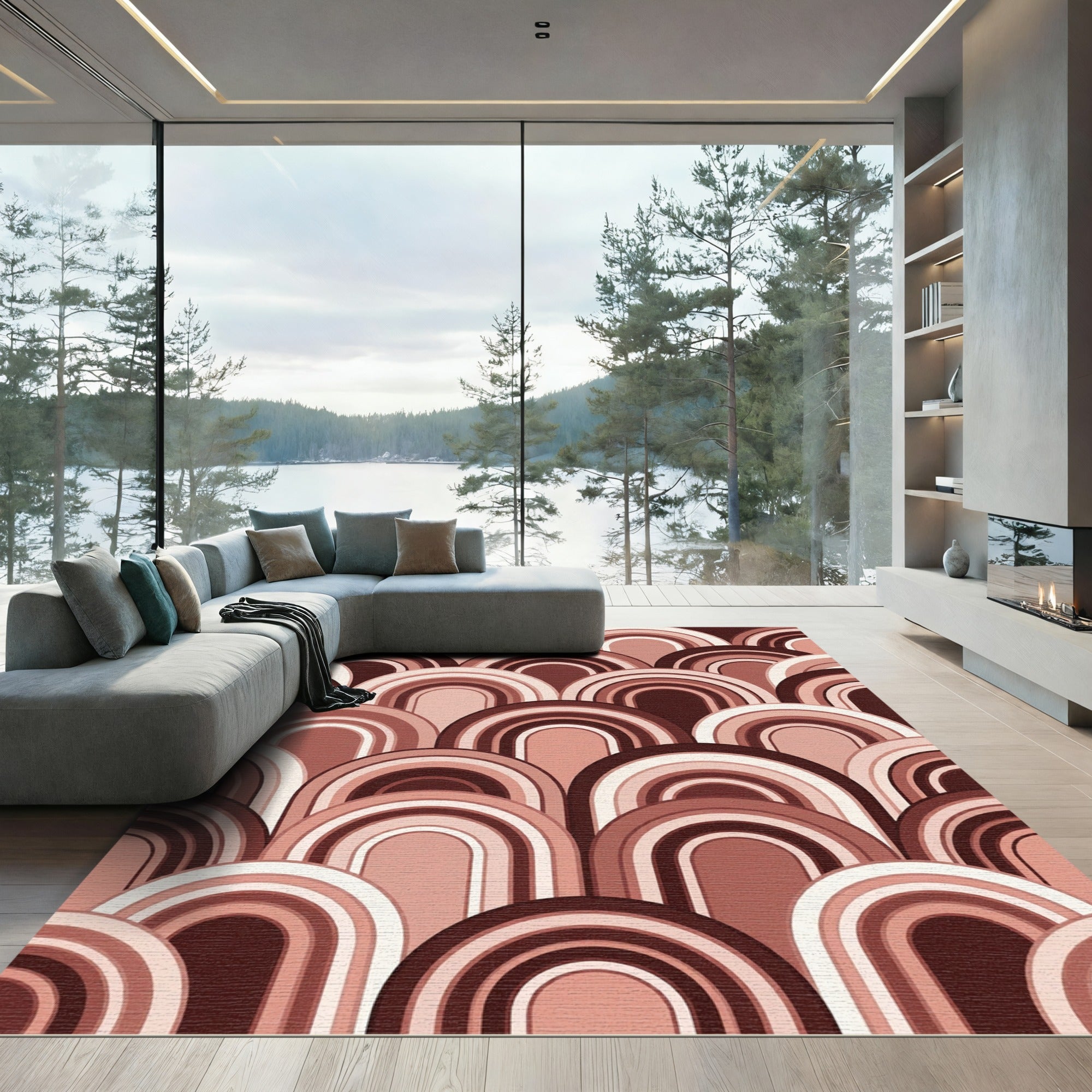 Terracotta Arch Geometric Layered Rug