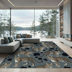 Sophisticated Gray Leopard Spots Jaguar Rug