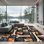Ochre Black Bone Mosaic Grid Rug