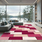Rich Pinks Layered Rectangles Rug