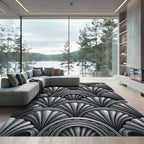 Sophisticated Silver Art Deco Fan Rug