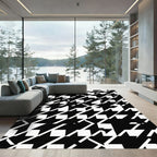 Bold Black and White Houndstooth Grid Rug