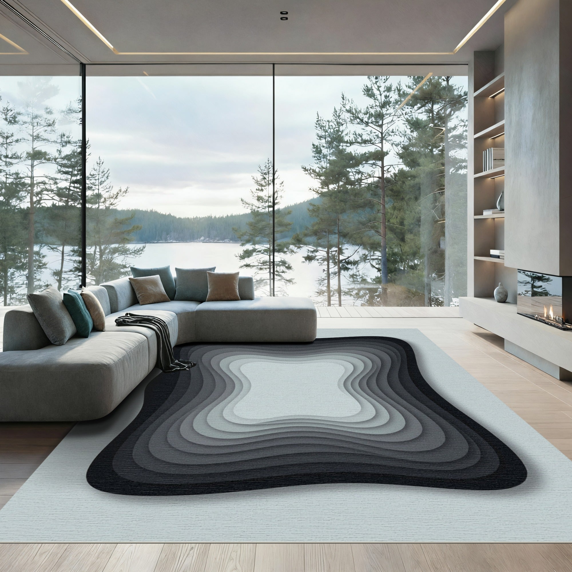 Monochromatic Gradient Layered Organic Rug