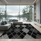 Charcoal Gray Diamond Lattice Pattern Rug