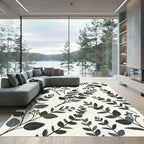 Eucalyptus Branches Cream Background Rug