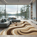 Elegant Earthy Swirl Abstract Cream Rug