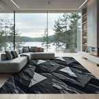 Modern Geometric Slate Grey Angular Mosaic Rug